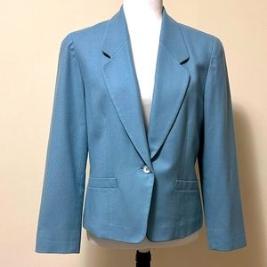 NWOT Pendleton Beautiful Blue Pure Wool One Button Jacket Suit Coat Blazer 8